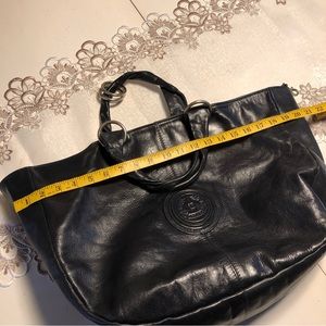 Vintage Made in Italy Oversized Navy blue Leather double handle Handbag